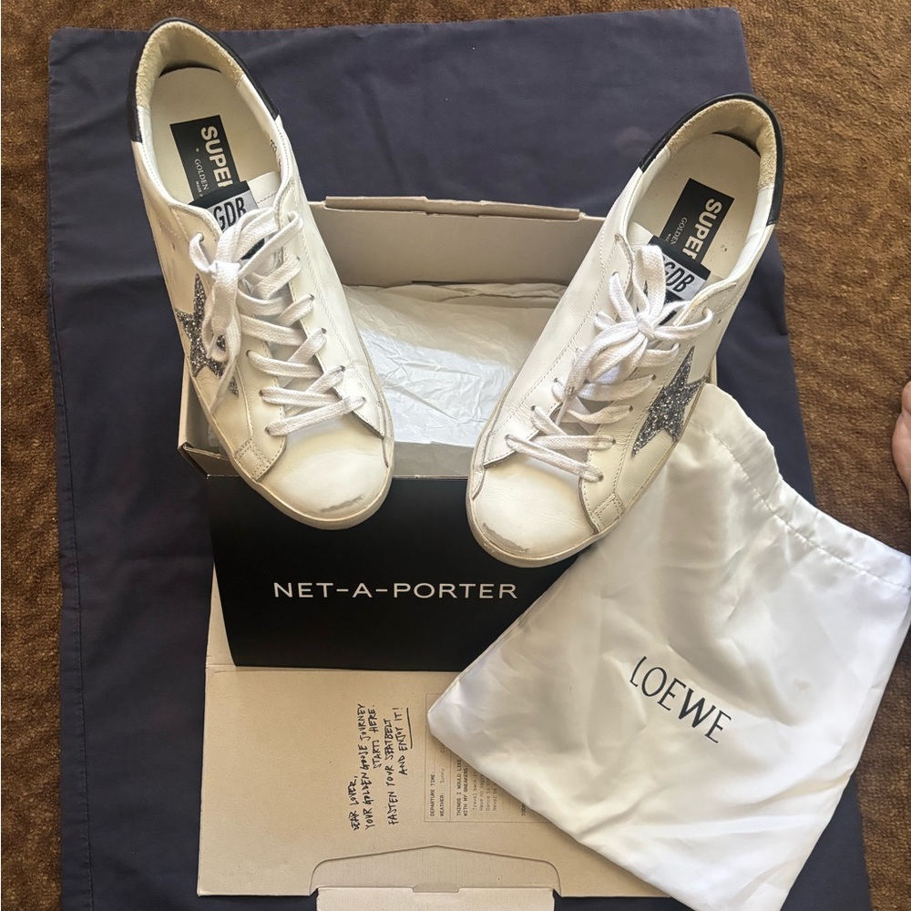 Golden Goose White Sneakers with Silver Star